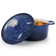 MegaChef 2.7 Quart Round Enameled Cast Iron Casserole in Gradient Dark Blue - $58.41
