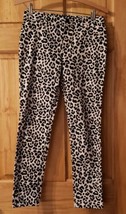 Animal Print Straight Leg Pants Girls Size 12 Black &amp; Tan Flannel Pockets - £6.76 GBP