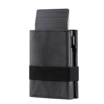 Customized Name Card Holder Leather Men Wallets RFID Blocking Elastic Band Short - £79.97 GBP