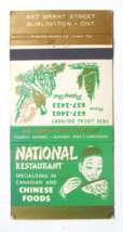 National Restaurant - Burlington, Ontario (Canada) 30 Strike Matchbook Cover - £1.39 GBP