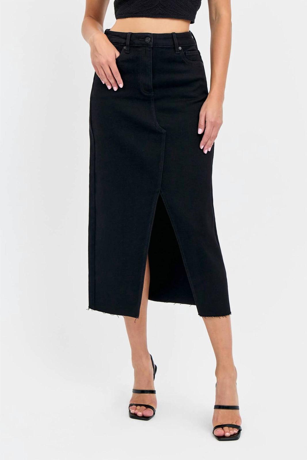 Hidden Jean Midi Skirt Black - $44.00