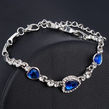 2020 NEW Fashion Jewelry Crystal Heart Charm Bracelets & Bangles Pulseiras Blue  - £8.84 GBP
