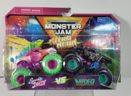 Monster Jam Nitro Neon Sparkle Smash vs Max-D Trucks 2-Pack Exclusive Se... - £16.13 GBP