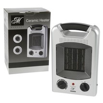 Space Heater &amp; Fan 1500W Portable Adjustable 2-Settings Ceramic Silver and Black - £37.96 GBP