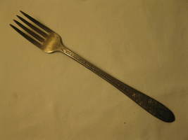 National Silver 1937 Rose & Leaf Pattern Silver Plated 7.5" Table Fork #1 - $8.00