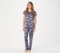 Carole Hochman Rayon Spandex Satin Trim Pajama Set Black/Purple Petite 3X - £15.27 GBP