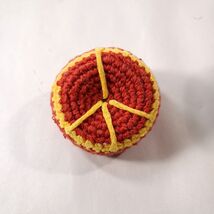 VINTAGE Hacky Sack Footbag Woven Peace Sign red yellow knit hackysack to... - $5.00