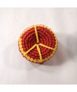 VINTAGE Hacky Sack Footbag Woven Peace Sign red yellow knit hackysack to... - $5.00