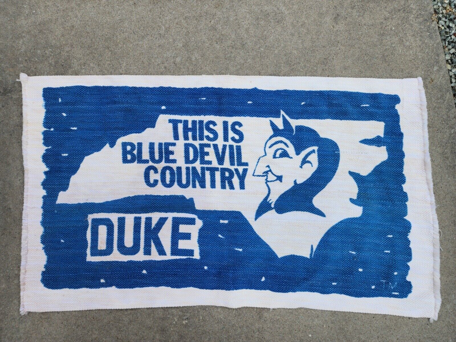 Primary image for Vintage Duke- This Is Blue Devil Country Rug Heavy Cloth  21”x42”