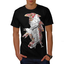 Wellcoda Crow Bird Cool Art Mens T-shirt, Flower Graphic Design Printed Tee - £14.57 GBP+