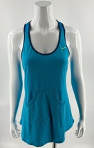 Nike Dri Fit Athletic Tank Top Size Small Blue Front Pocket Workout Womens - $17.33