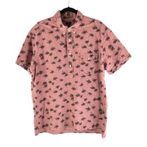J Crew Mens Hawaiian Aloha Shirt Cotton Palm Print 1/2 Button Pink XL - $14.49