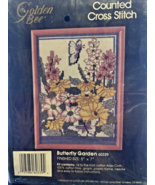1988 Golden Bee Counted Cross Stitch Kit # 60339 &quot;Butterfly Garden&quot; Fram... - $8.79