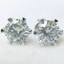 1 Ct Round Simulated Moissanite Stud Earrings 14k White Gold Over - £69.52 GBP