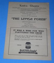 The Little Foxes Tallulah Bankhead Stage Program Vintage 1940 Keith&#39;s Th... - $34.99