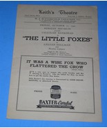 The Little Foxes Tallulah Bankhead Stage Program Vintage 1940 Keith&#39;s Th... - $665.05 MXN