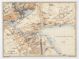 1922 Original Antique City Map Of Luzern Lucerne / Switzerland - £21.11 GBP