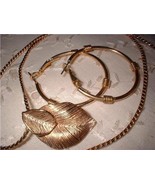 Vintage Jewelry Amway Pin Pendant Necklace Hoop Earrings Lot - £14.21 GBP