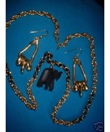 Vintage Jewelry Monet Elephant Necklace Earrings Lot - £12.01 GBP