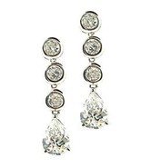 .925 Sterling Silver Russian CZ Dangle Earrings New - $23.31 CAD