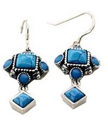 Sterling Silver Imitation Turquoise Dangle Earrings New - $20.57 CAD
