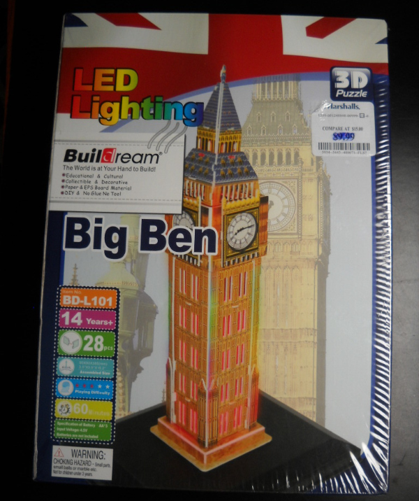 Primary image for Buildream 3D Jigsaw Puzzle Big Ben London England with LED Lighting Sealed Box