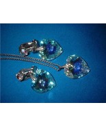 Vintage Jewelry Aurora Borealis Heart Set - £30.00 GBP