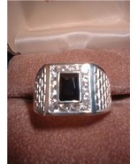 Silver Basket Weave Black Russian CZ Men&#39;s Ring NIB - $61.71 CAD