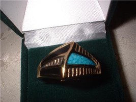 Men&#39;s Turquoise Ribbed Design Ring Size 13 NIB - £19.98 GBP