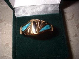 Men&#39;s Black &amp;amp; Turquoise Ring Size 13 NIB - £19.98 GBP