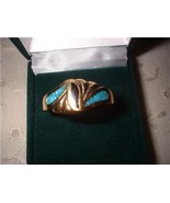 Men&#39;s Black &amp;amp; Turquoise Ring Size 13 NIB - £19.81 GBP