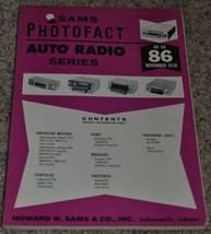 Vintage Sam&#39;s Photofact Auto Radio Series AR-86 November 1970 Service Ma... - £10.95 GBP