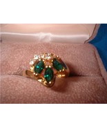 Ladies Emerald Crystal 9 Stone Setting Size Six Ring NIB - £15.00 GBP