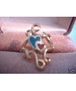 Ladies Turquoise &amp;amp; Coral Double Heart Ring NIB - $20.57 CAD