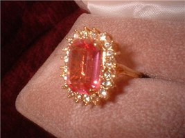 Ladies Pink Ice Glittering Crystal Ring Size 6.5 NIB - £16.24 GBP