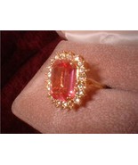 Ladies Pink Ice Glittering Crystal Ring Size 6.5 NIB - £16.64 GBP
