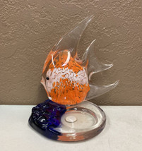 PartyLite Bermuda Tropical Fish Orange Glass Tealight Holder 5 3/4” - £13.52 GBP