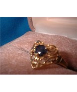 Ladies Genuine Midnight Blue Sapphire Heart Ring Sz 6.5 NIB - $23.31 CAD