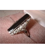 Ladies Sterling Silver Marcasite Design Onyx Ring NIB - $23.31 CAD