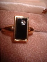 Ladies Avon Onyx &amp;amp; Crystal Ring Size 7.5 NIB - £11.17 GBP