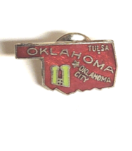Vintage Pin Hat Lapel State of Oklahoma Shaped Enamel Metal Souvenir Pin - £3.22 GBP