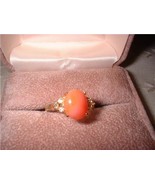 Ladies Genuine Pink Coral CZ Accents Ring NIB - £27.98 GBP