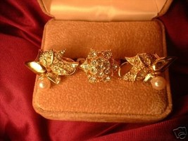 Ladies Pave Crystal Sz 6 Ring &amp;amp; Earrings - £17.54 GBP