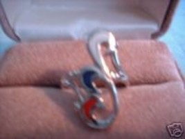 Ladies Red White &amp;amp; Blue Modern Design Epoxy Inlay Ring N - $14.00