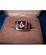 Freemason Symbol Black on Rhodium Ring NIB - £31.98 GBP