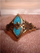Ladies Turquoise SW Heart Design Antique Finish Ring NIB - $15.00