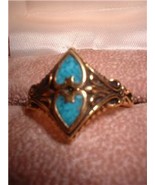 Ladies Turquoise SW Heart Design Antique Finish Ring NIB - $20.57 CAD