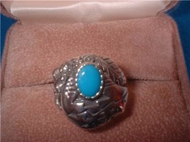 Turq. Nature Symbol .925 Sterling Silver Ring Sz 8 NIB - $25.00