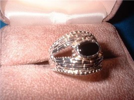 Ladies Sterling Basket Weave Onyx Ring Size 8 NIB - $25.00