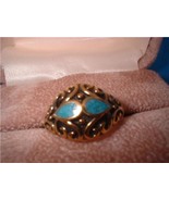 Ladies Turquoise Tear Drop Inlay Antique Finish Ring NIB - £11.84 GBP